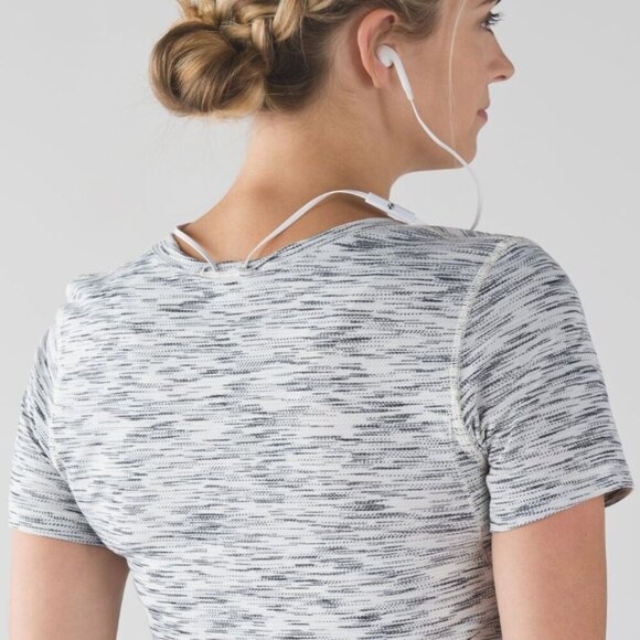 Lululemon What The Sport Tee Tiger Space Dye Black White Size 4 - Picture 3 of 8